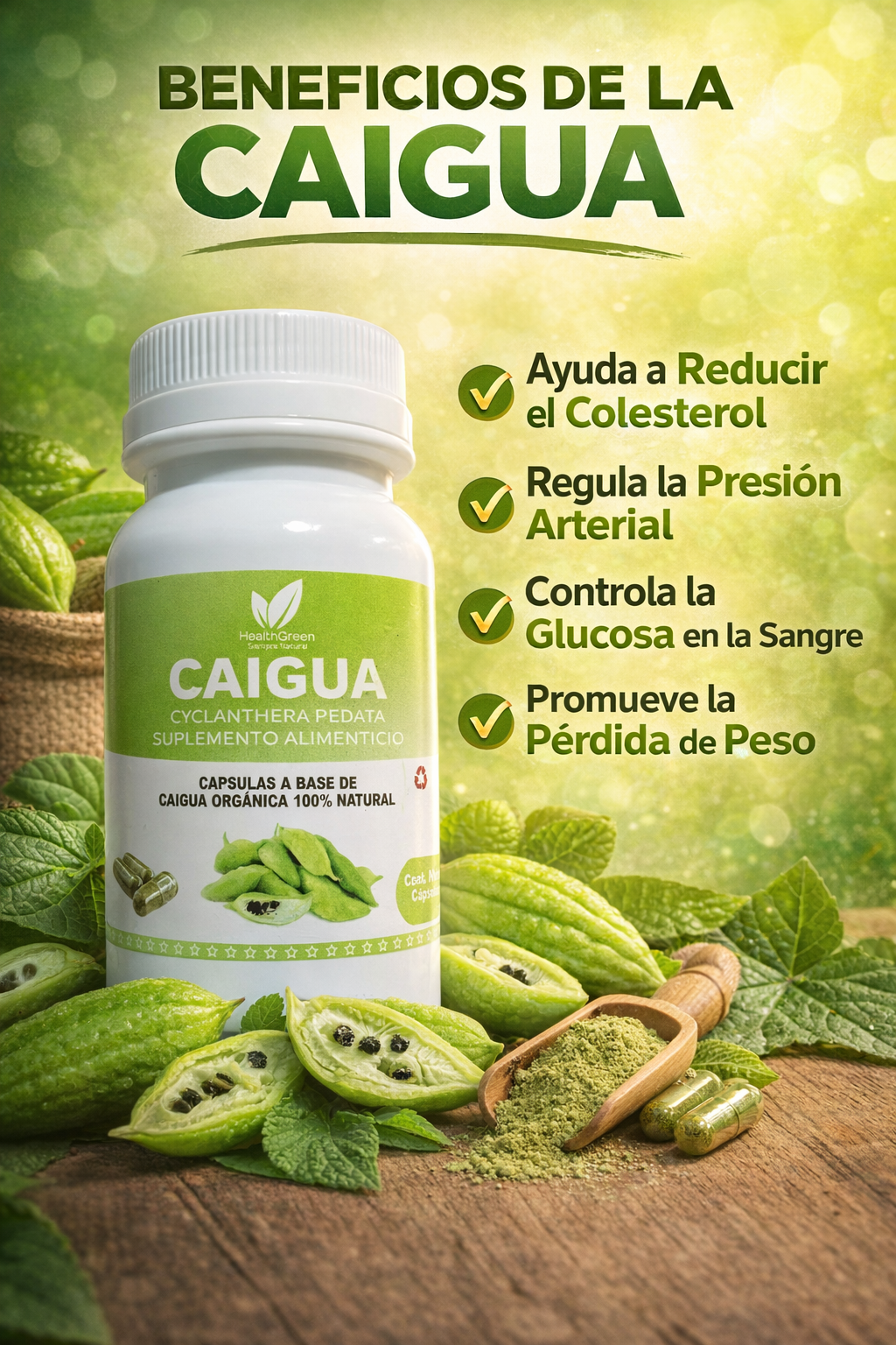 Caigua 90 Capsulas Vegetales de 500mg - Imagen 2