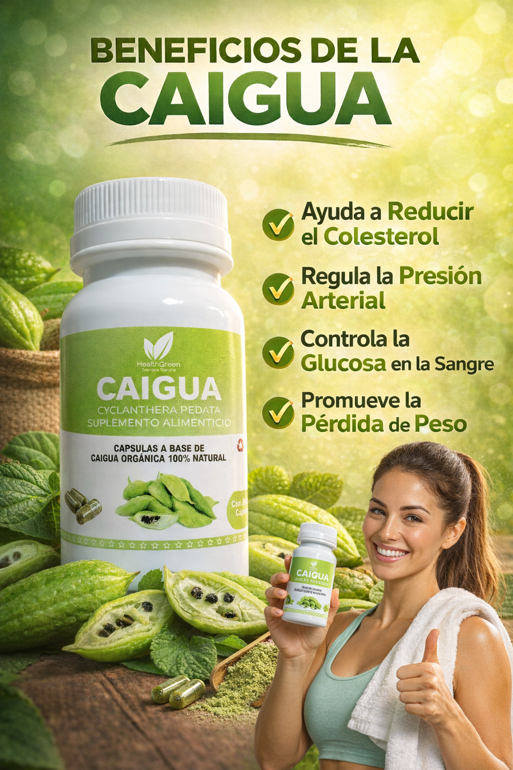 Caigua 90 Capsulas Vegetales de 500mg