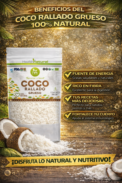 Coco Rallado Grueso 150 Grs100% Natural