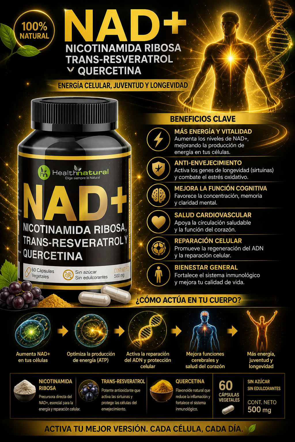 Nad+nicotinamida Ribosatrans+resveratrol